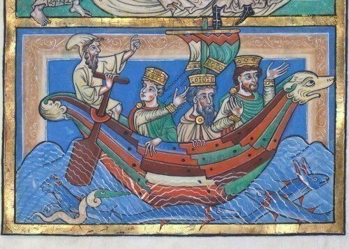 Wizerunek Magów przypływających wodą